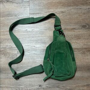 Free People Black Hudson Suede green Sling Bag